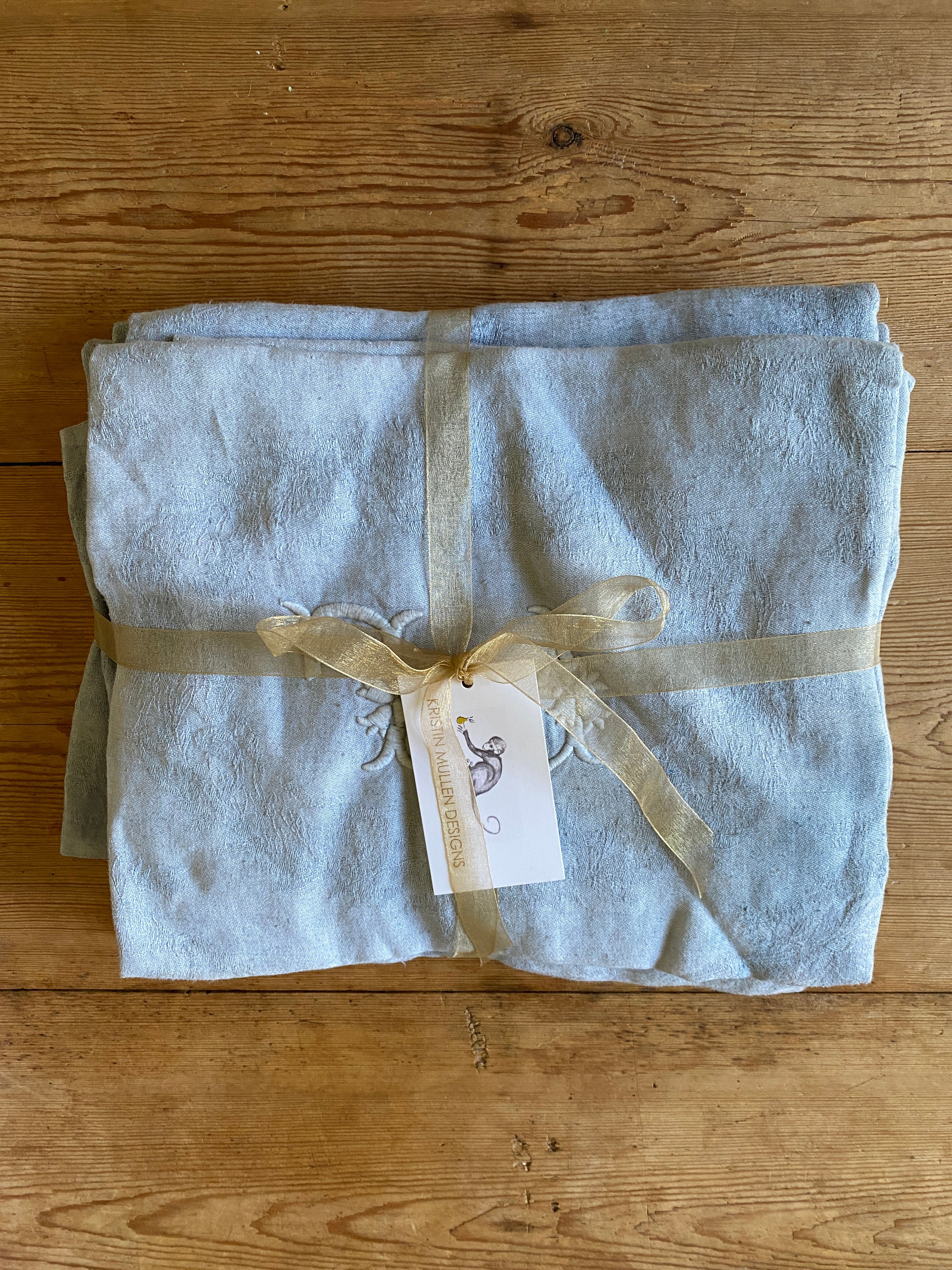 Ensemble de serviettes monogrammées vintage teintes à la main