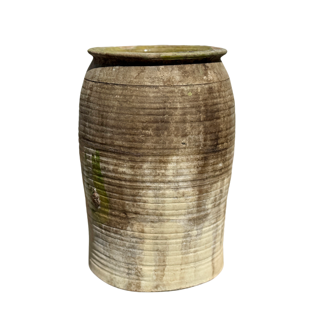 Pot à huile d'olive espagnol vintage avec détails striés