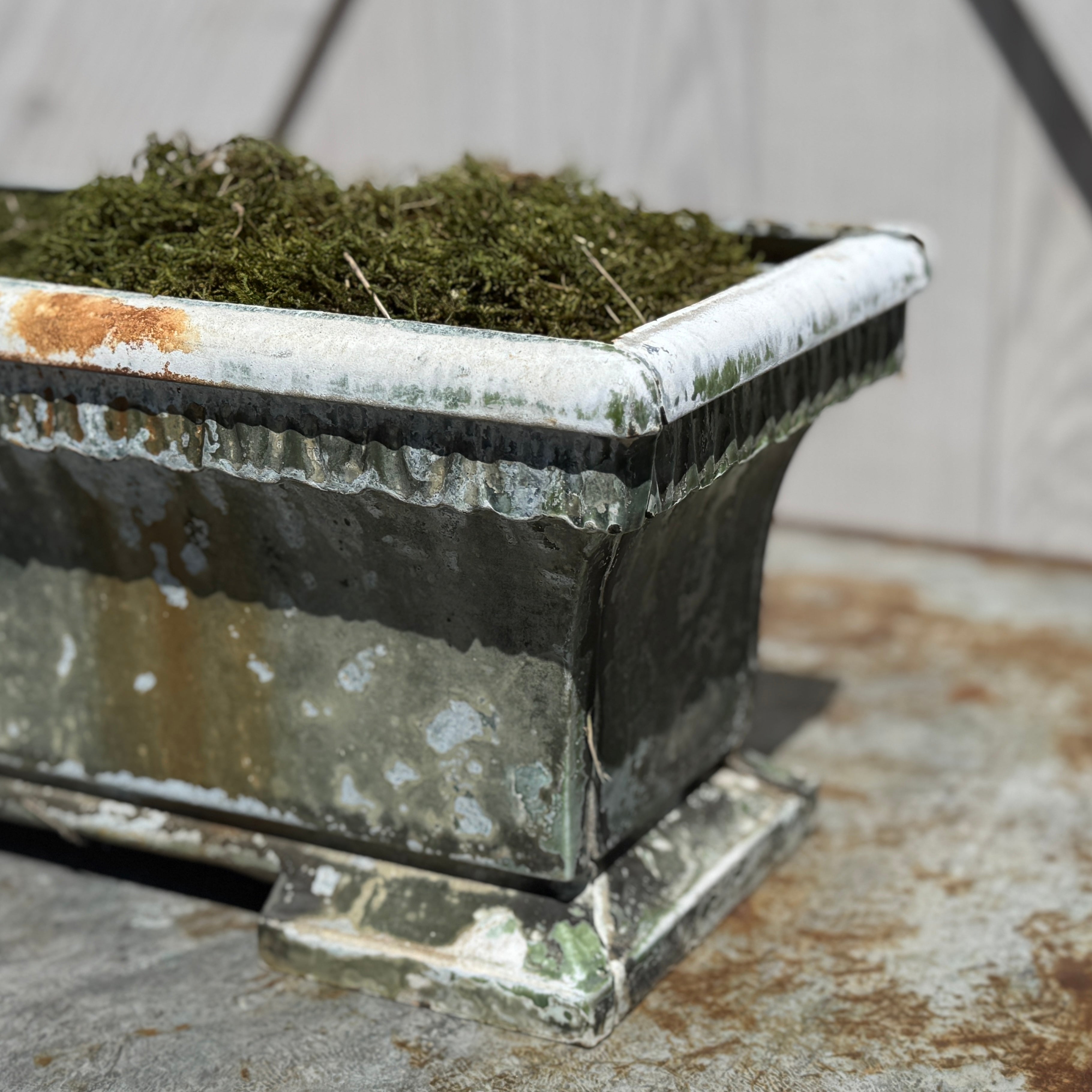 Jardinière ancienne en cuivre vert-de-gris français