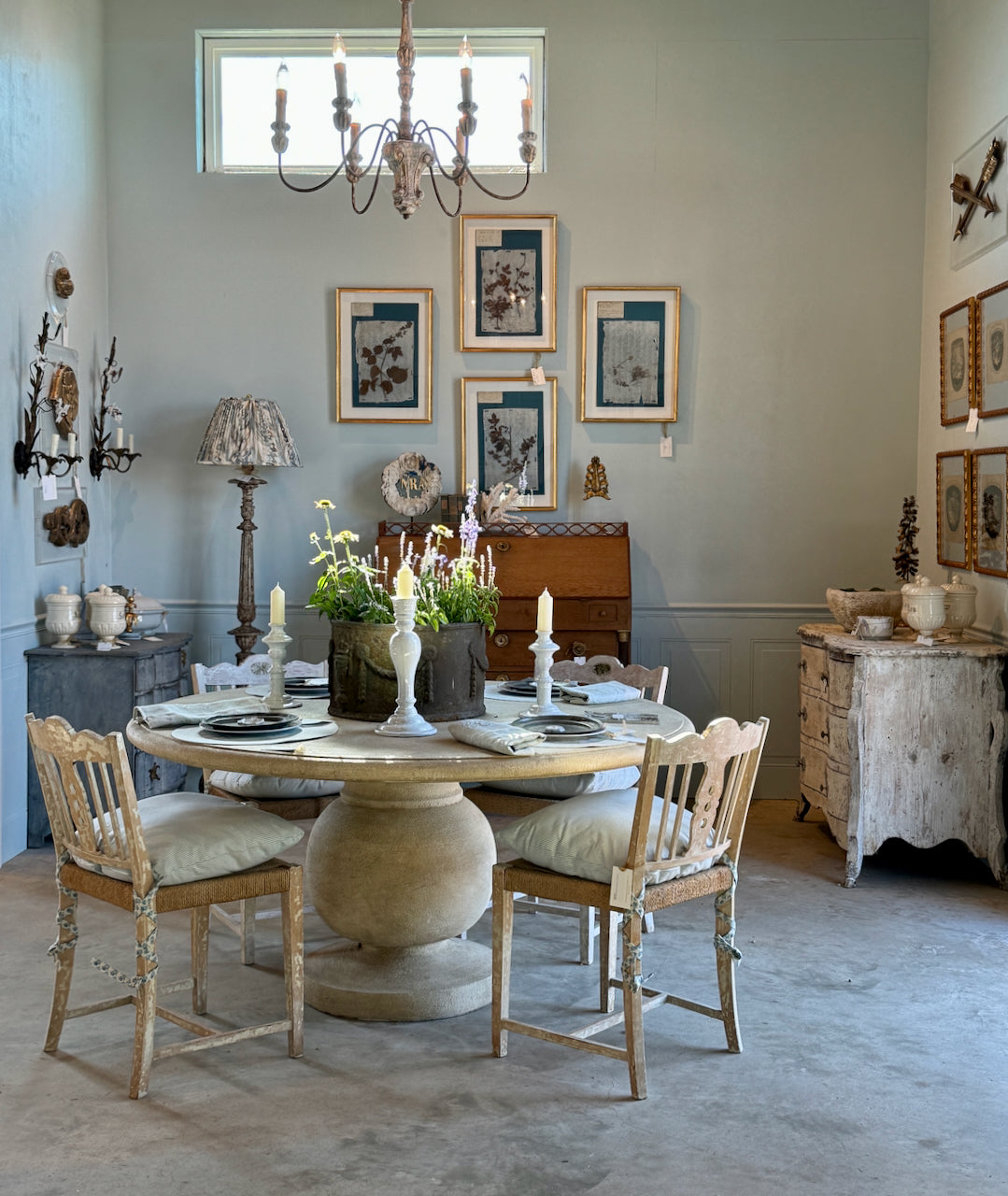 Chaises suédoises à assise en jonc, lot de 4, vintage, années 1950