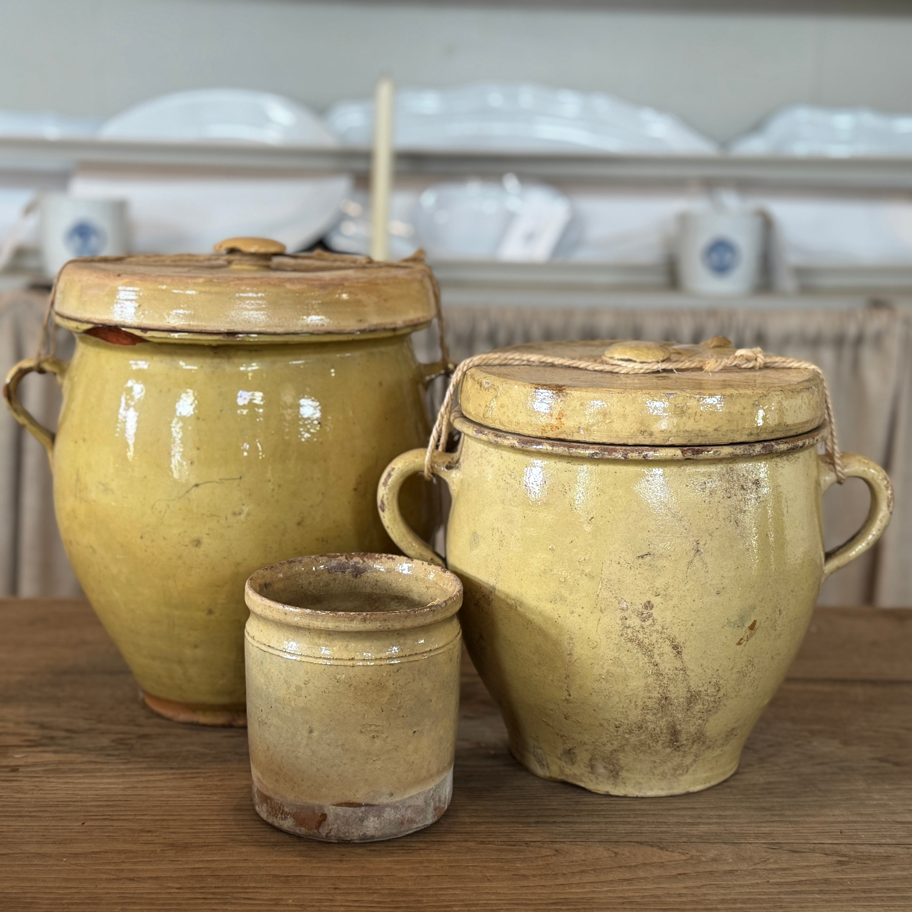 Pot à confit italien antique avec couvercle, grand