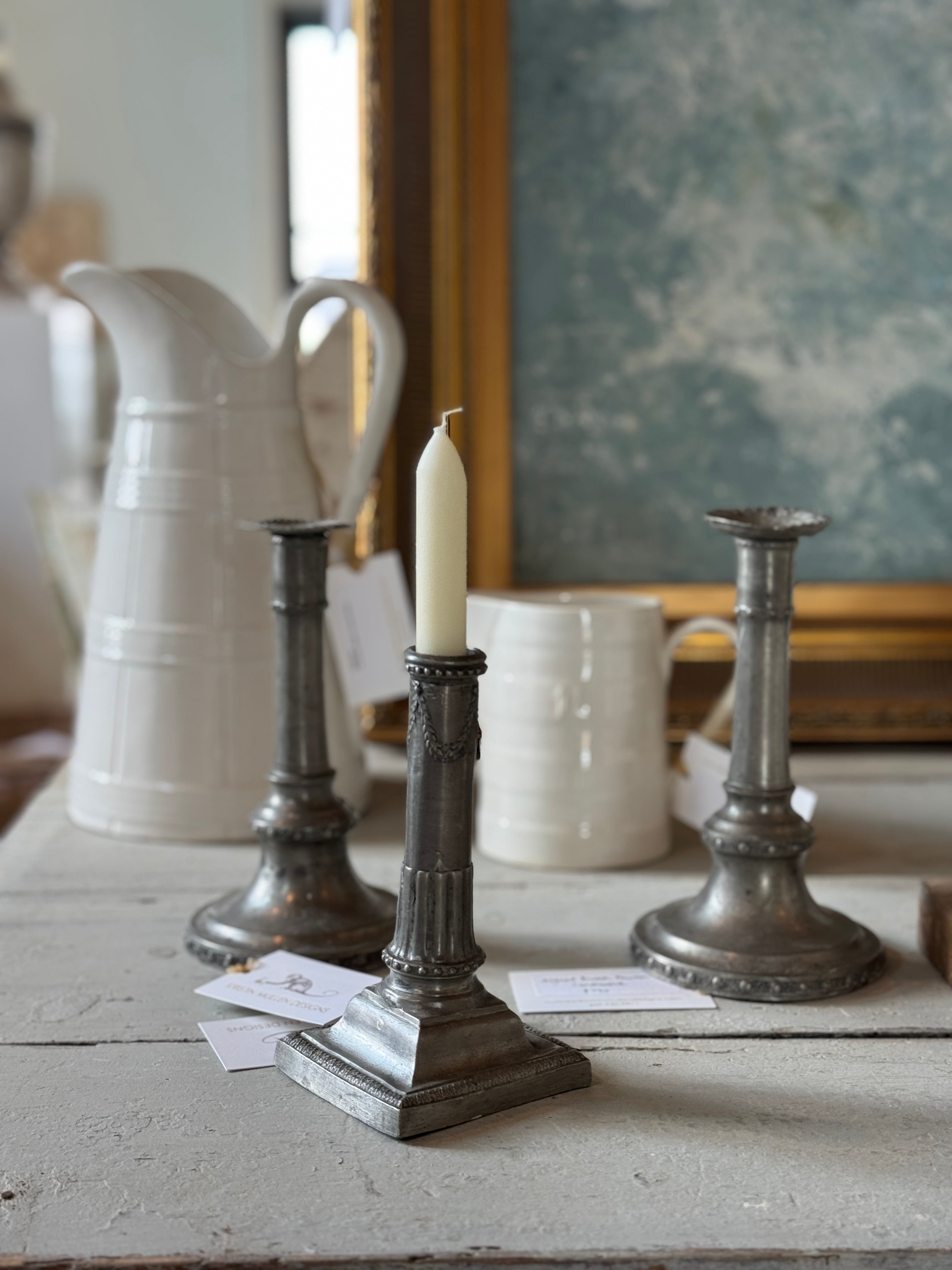 Bougeoir en étain hollandais signé