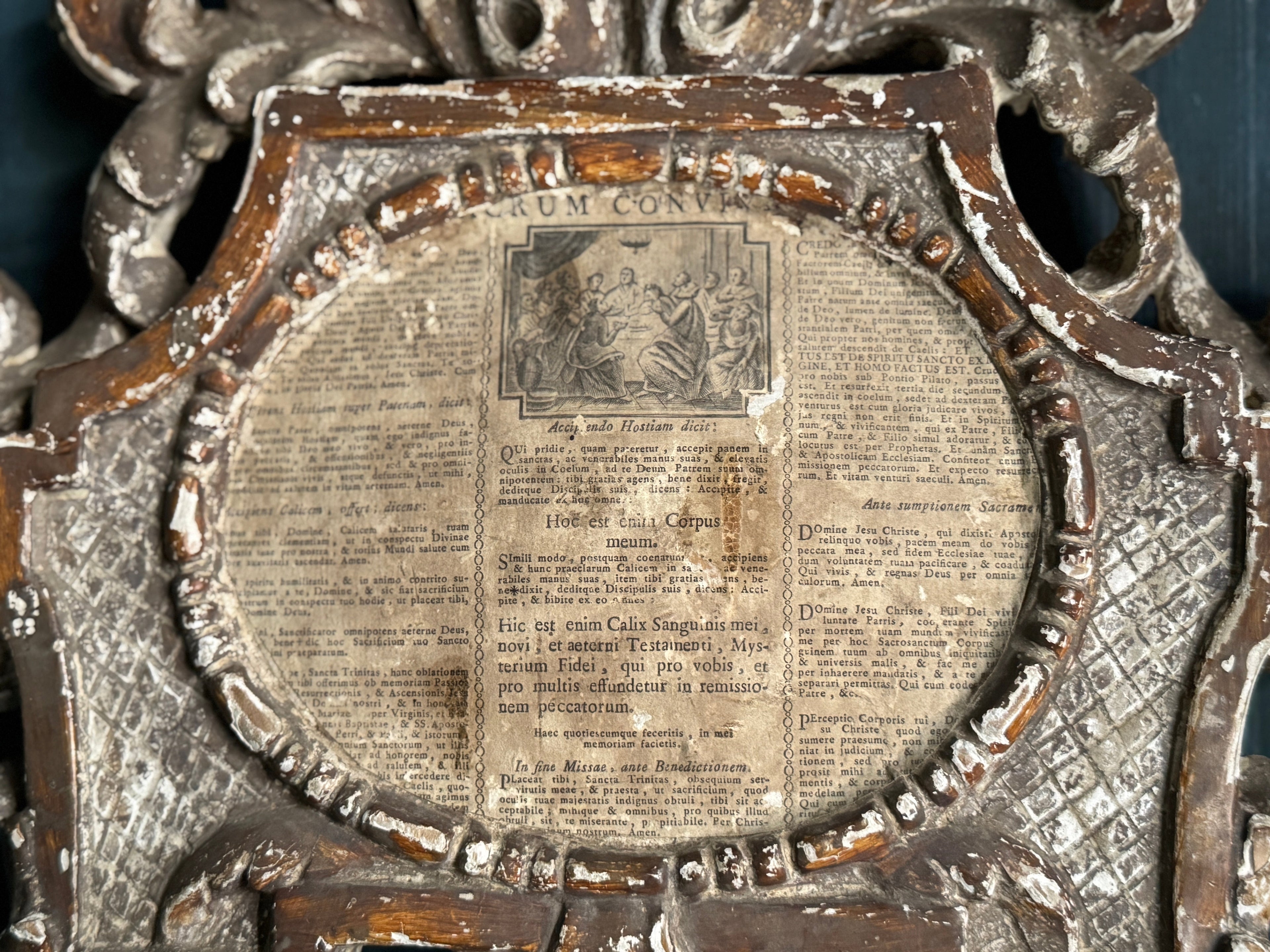 Cadre baroque italien signé du XIXe siècle avec document ancien