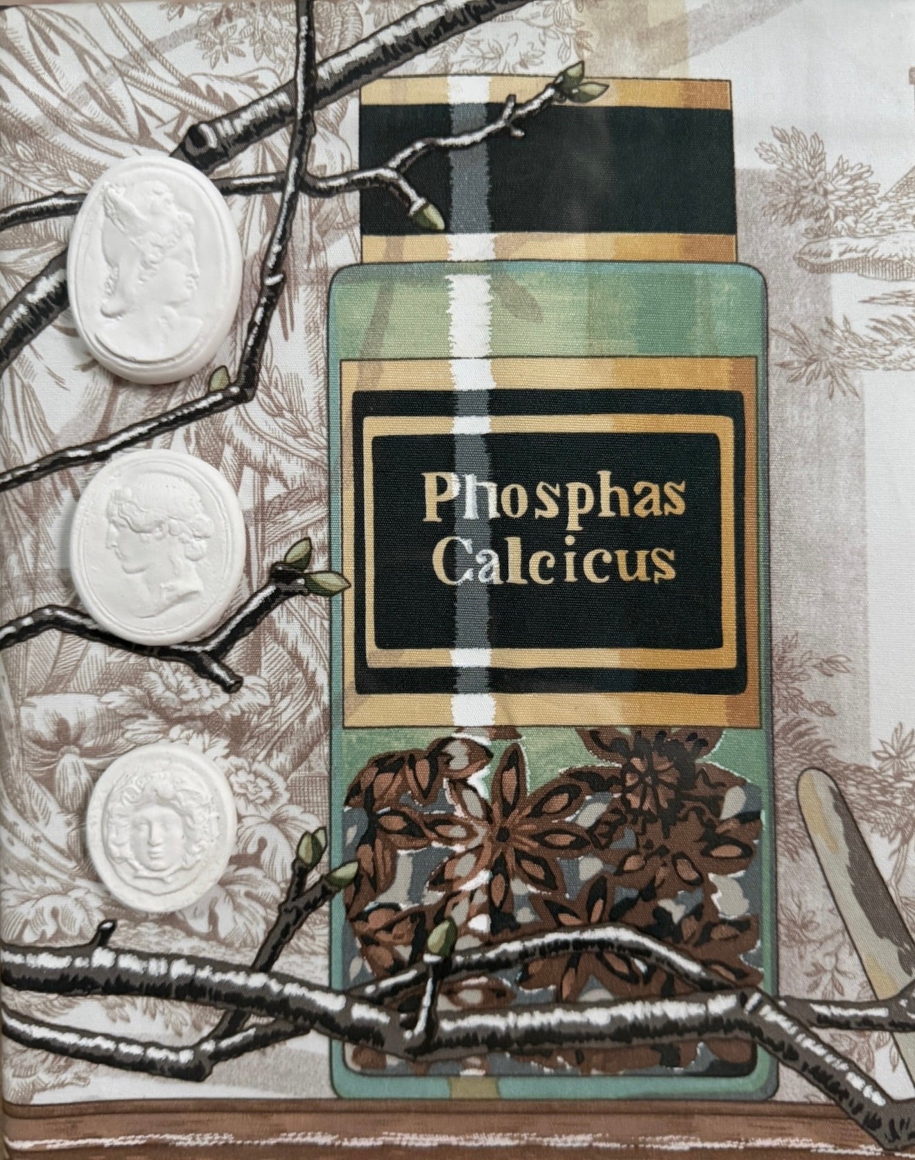 Boîte-ombre encadrée en taille-douce sur tissu Manuel Canovas