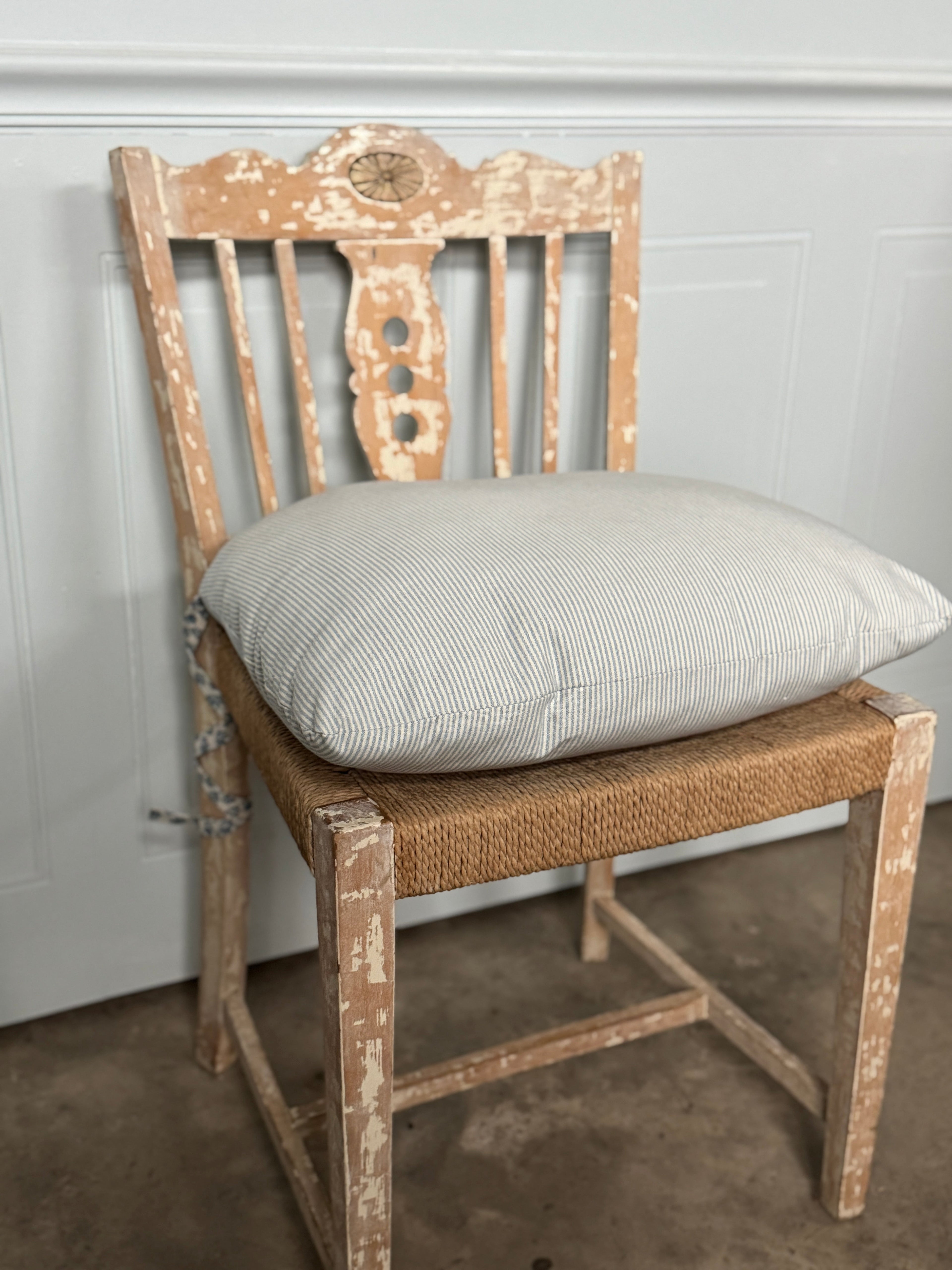 Chaises suédoises à assise en jonc, lot de 4, vintage, années 1950