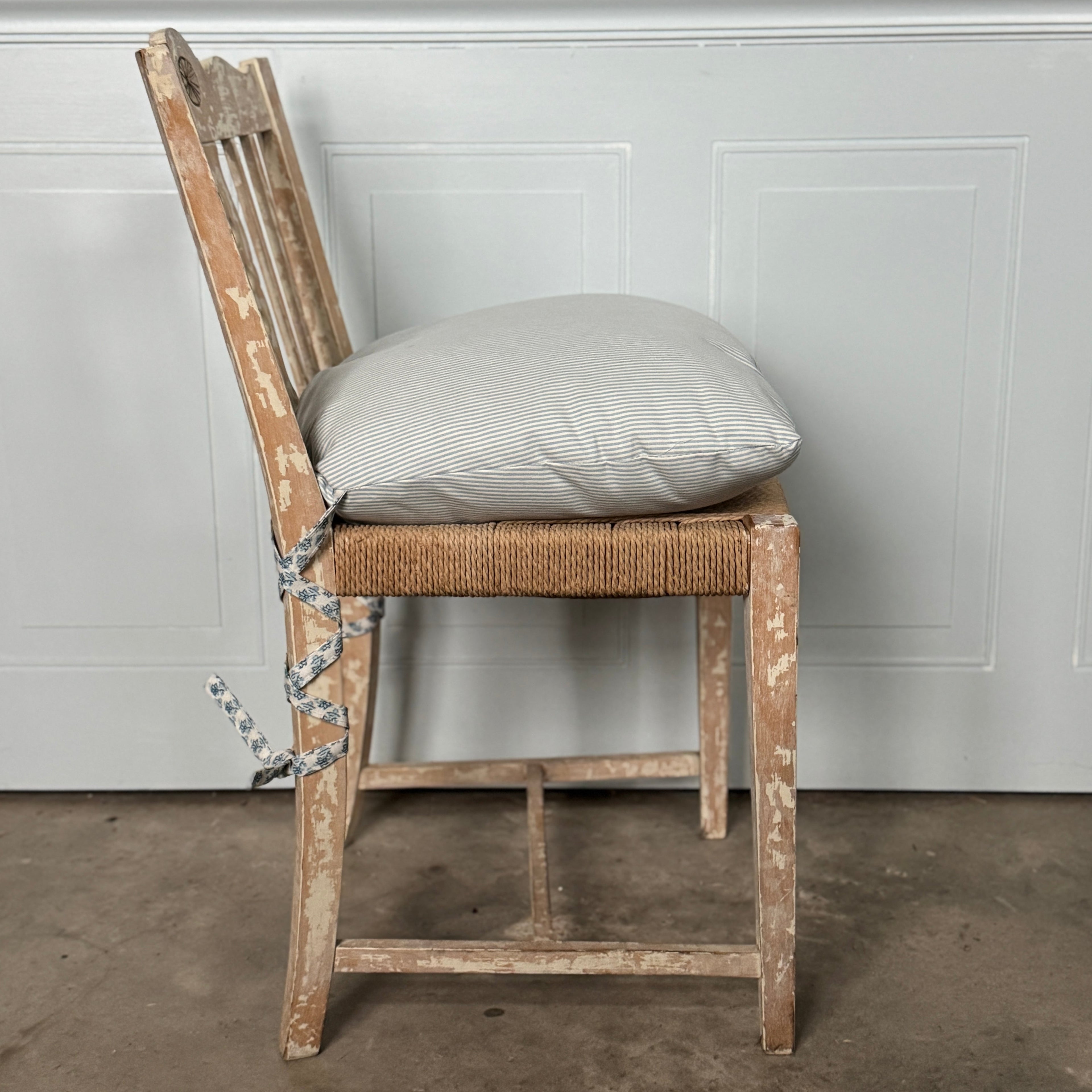 Chaises suédoises à assise en jonc, lot de 4, vintage, années 1950