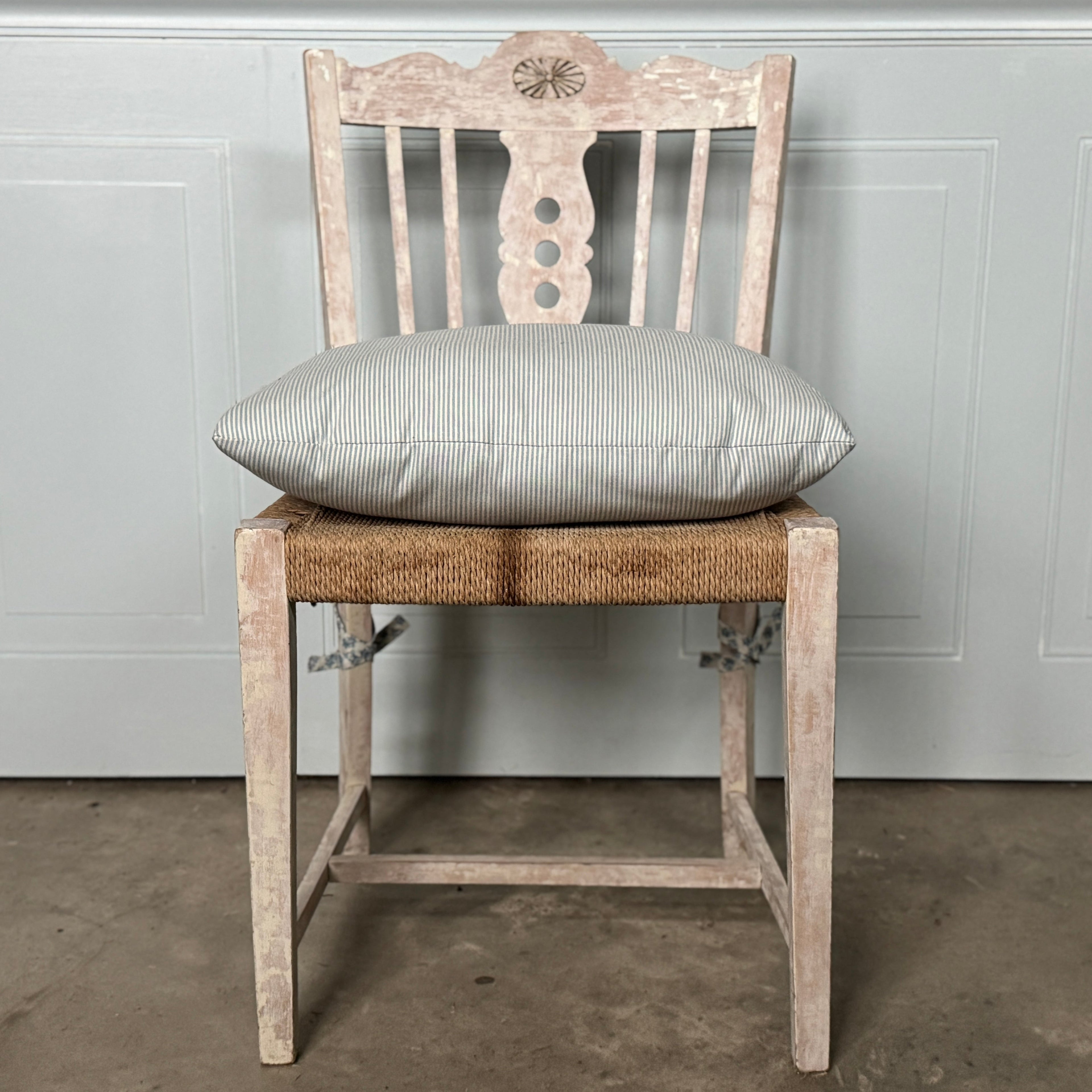 Chaises suédoises à assise en jonc, lot de 4, vintage, années 1950