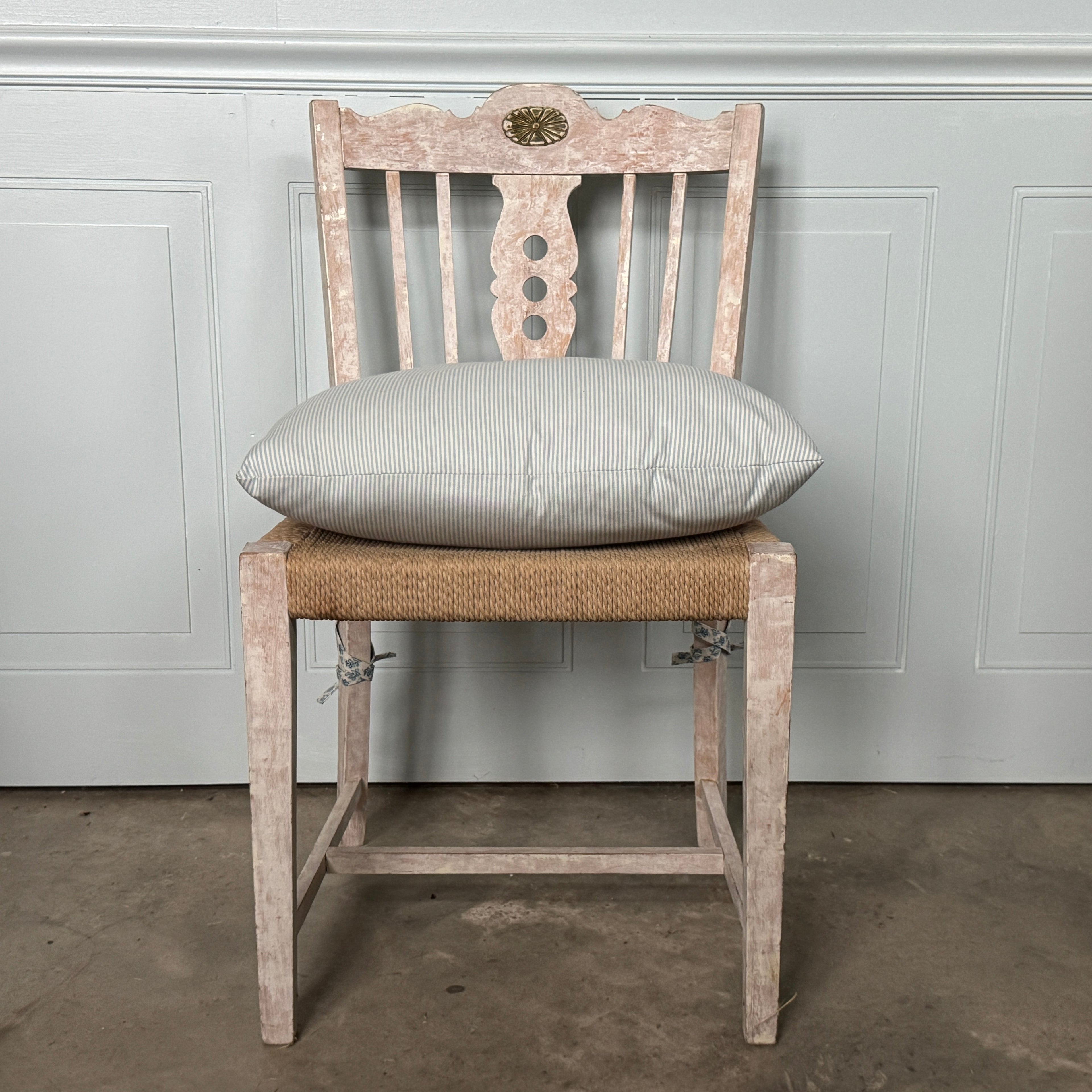 Chaises suédoises à assise en jonc, lot de 4, vintage, années 1950