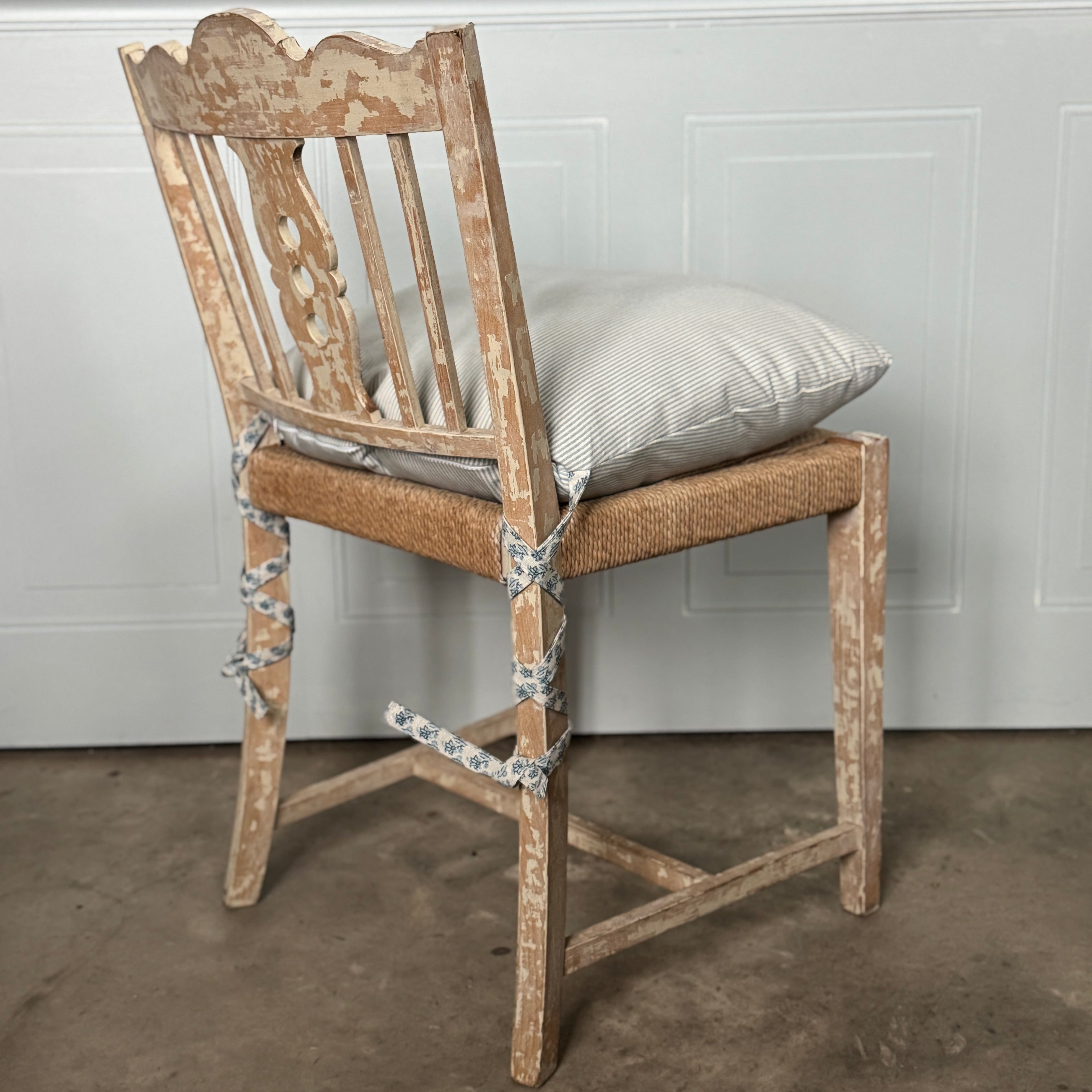 Chaises suédoises à assise en jonc, lot de 4, vintage, années 1950