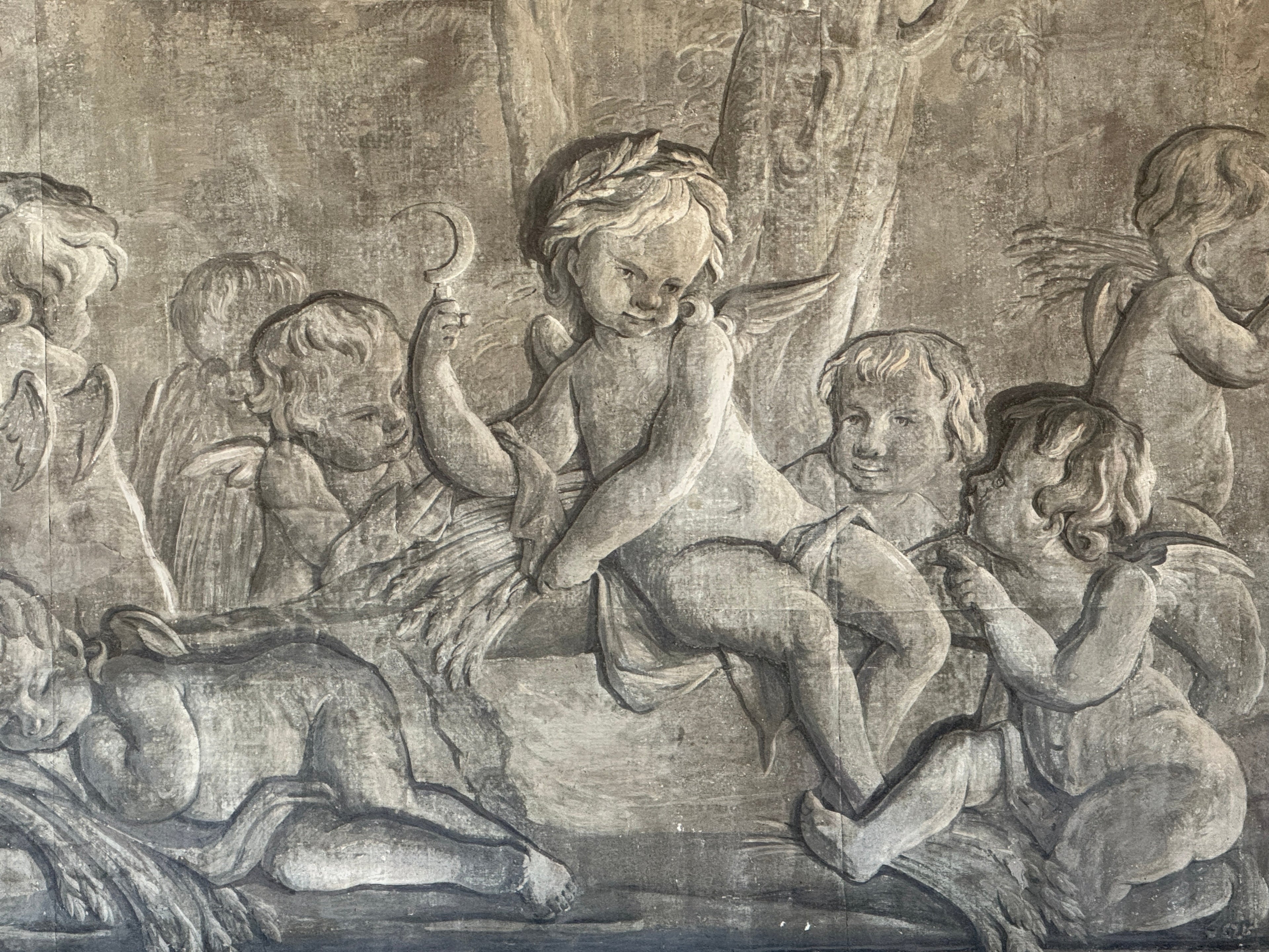 Paire de grisailles peintes des Quatre Saisons d'époque Louis XVI