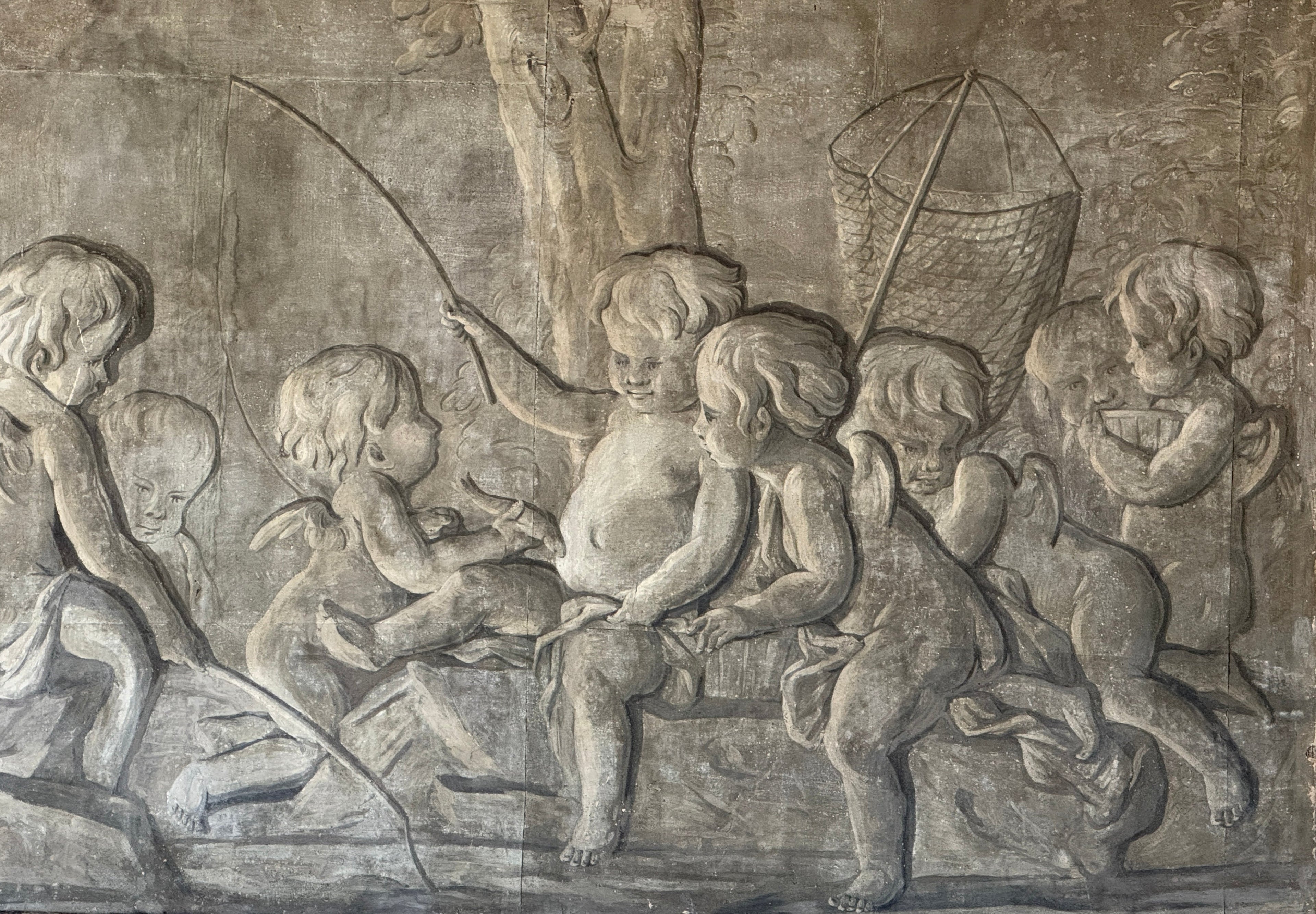 Paire de grisailles peintes des Quatre Saisons d'époque Louis XVI