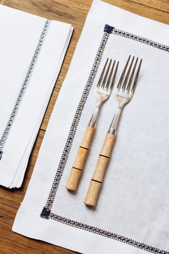 Serviette en lin Georgiana à point d'échelle