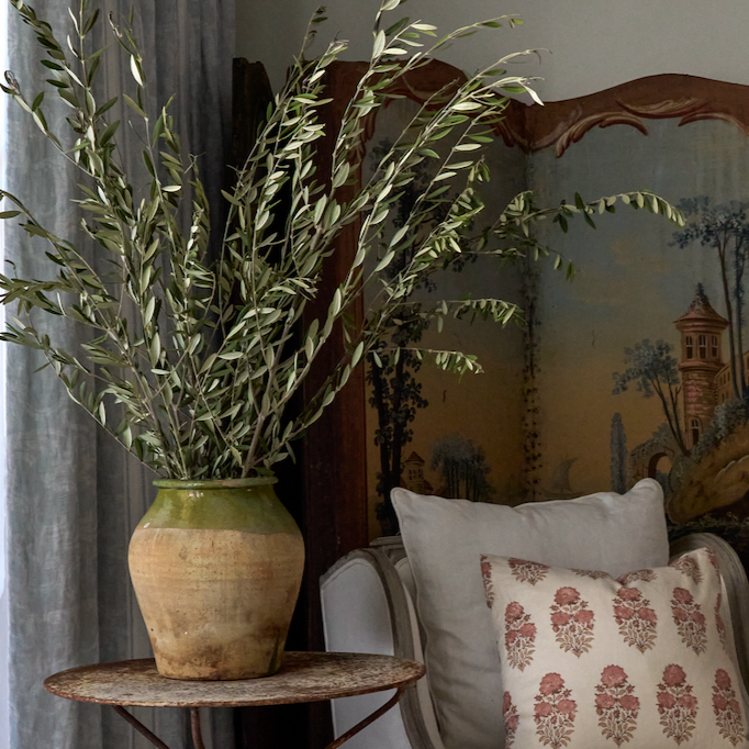 Pot Biot espagnol vintage avec glaçure vert olive