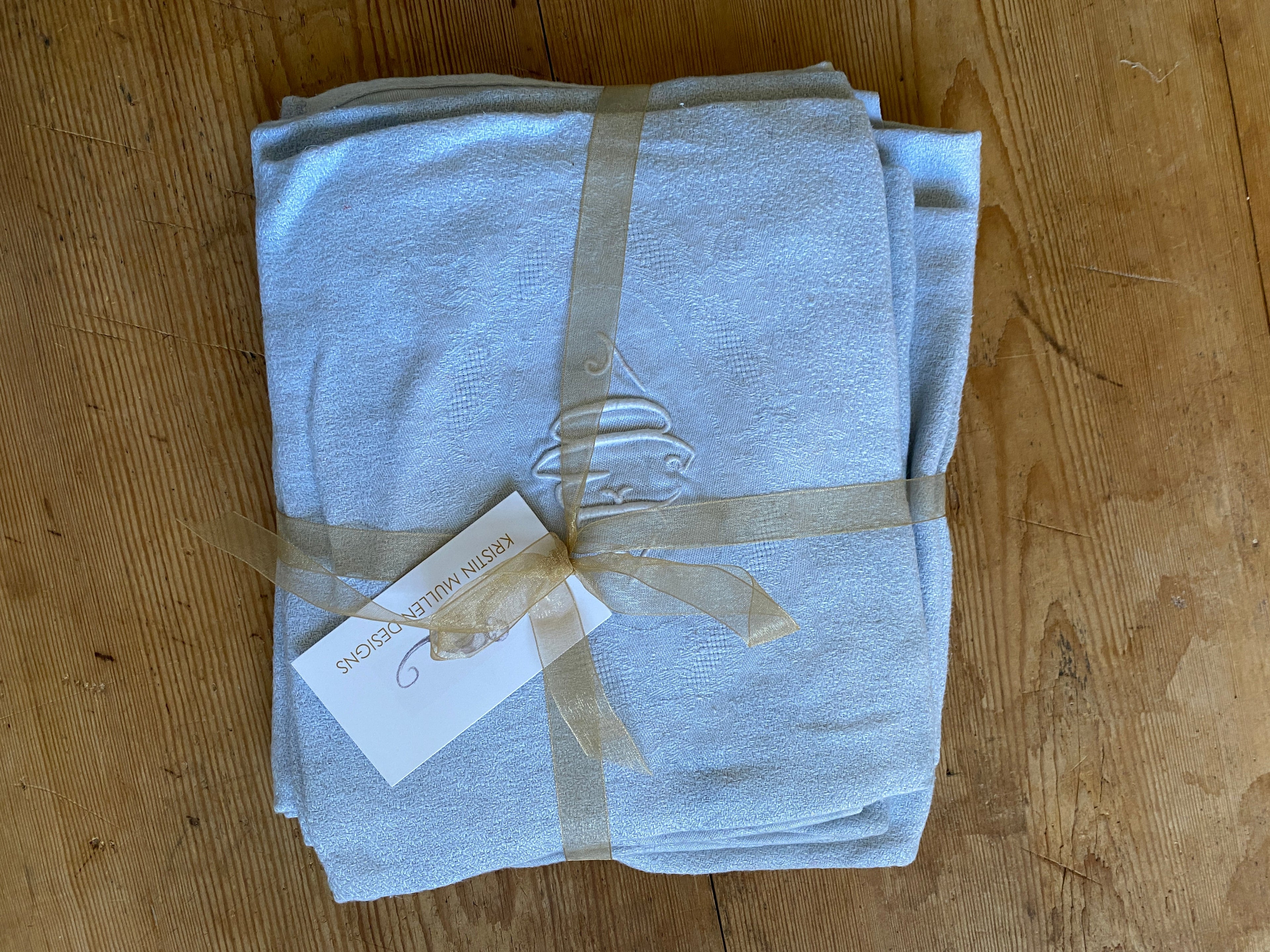 Ensemble de serviettes monogrammées vintage teintes à la main