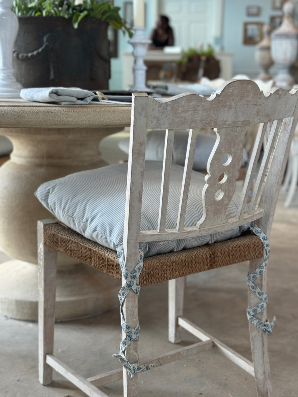 Chaises suédoises à assise en jonc, lot de 4, vintage, années 1950