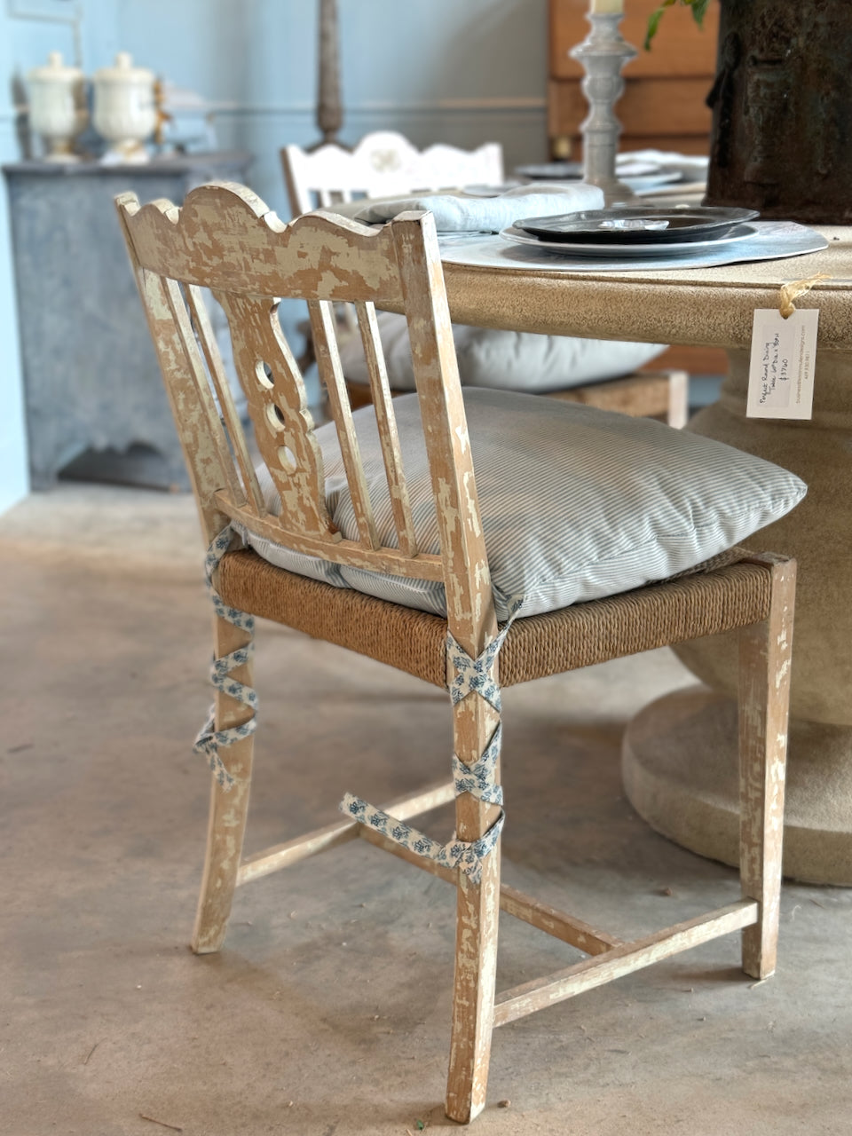 Chaises suédoises à assise en jonc, lot de 4, vintage, années 1950