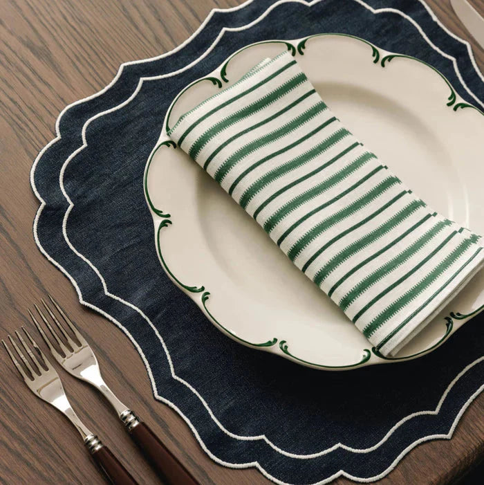 Paire de sets de table Stella en lin italien ciré, bleu marine