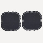 Paire de sets de table Stella en lin italien ciré, bleu marine