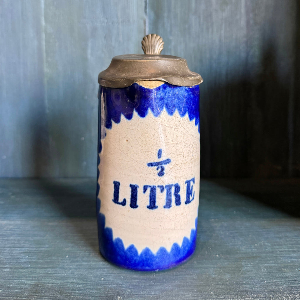 Pot d'un litre en porcelaine belge vintage