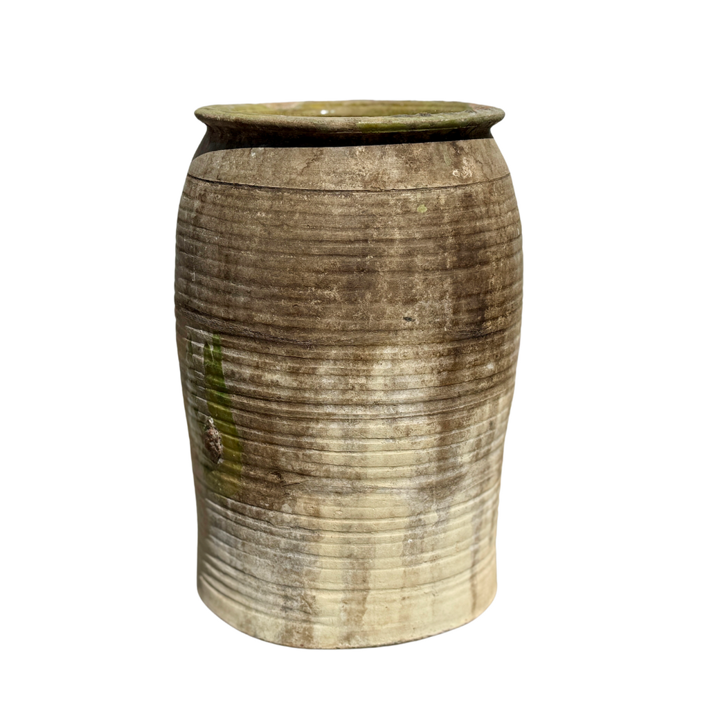 Pot à huile d'olive espagnol vintage avec détails striés