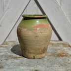Pot Biot espagnol vintage avec glaçure vert olive