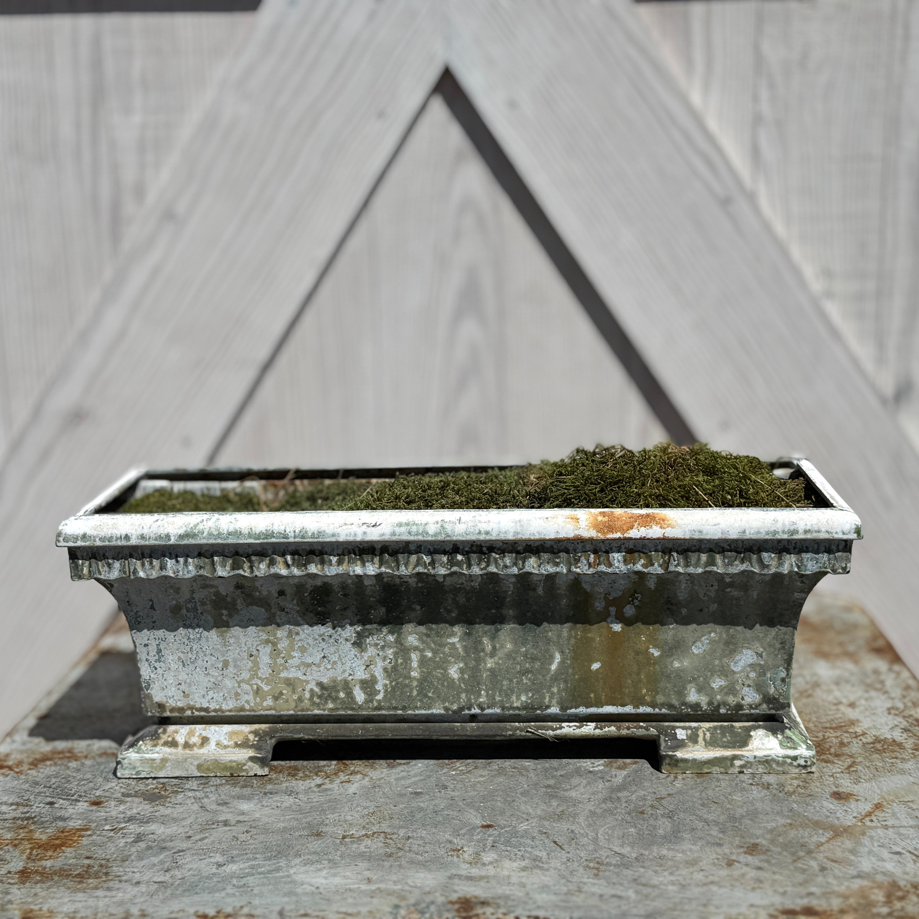 Jardinière ancienne en cuivre vert-de-gris français