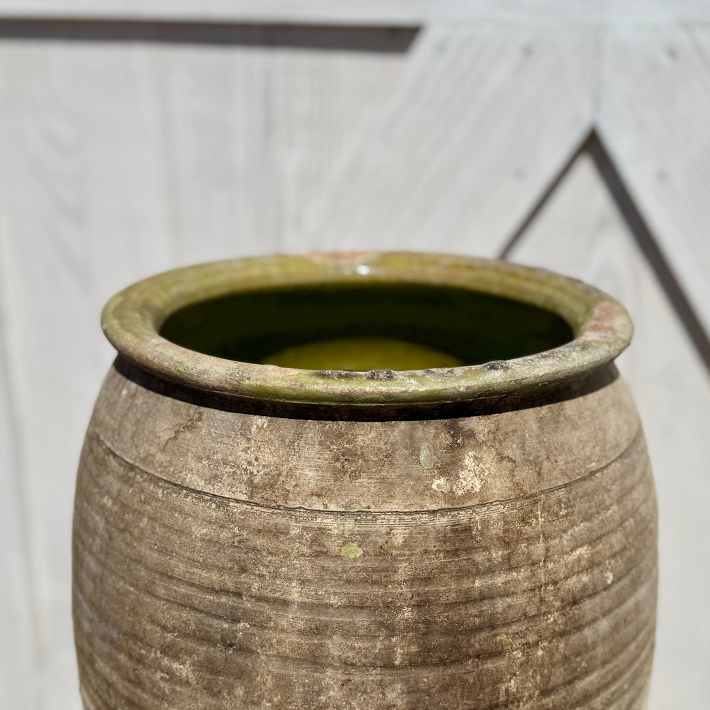 Pot à huile d'olive espagnol vintage avec détails striés