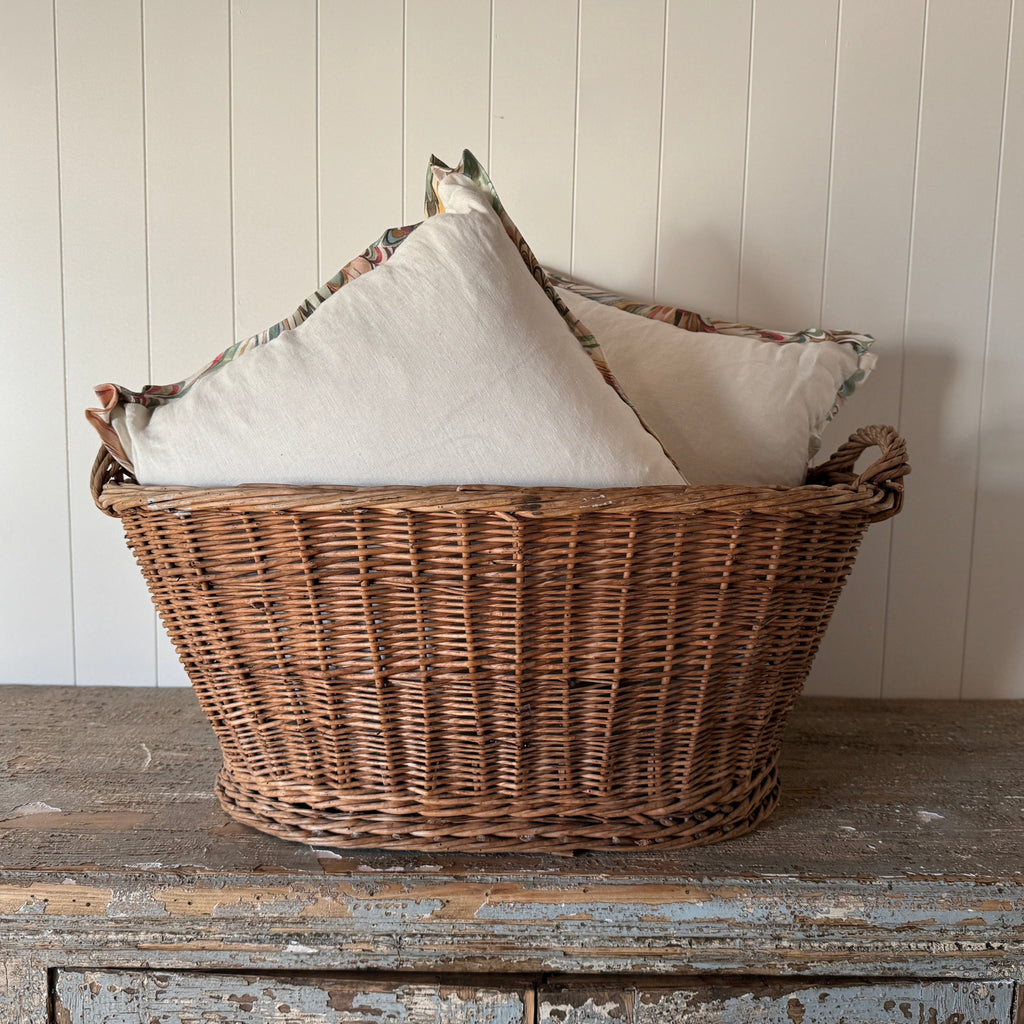 Housse de coussin en lin avec bordure marbrée