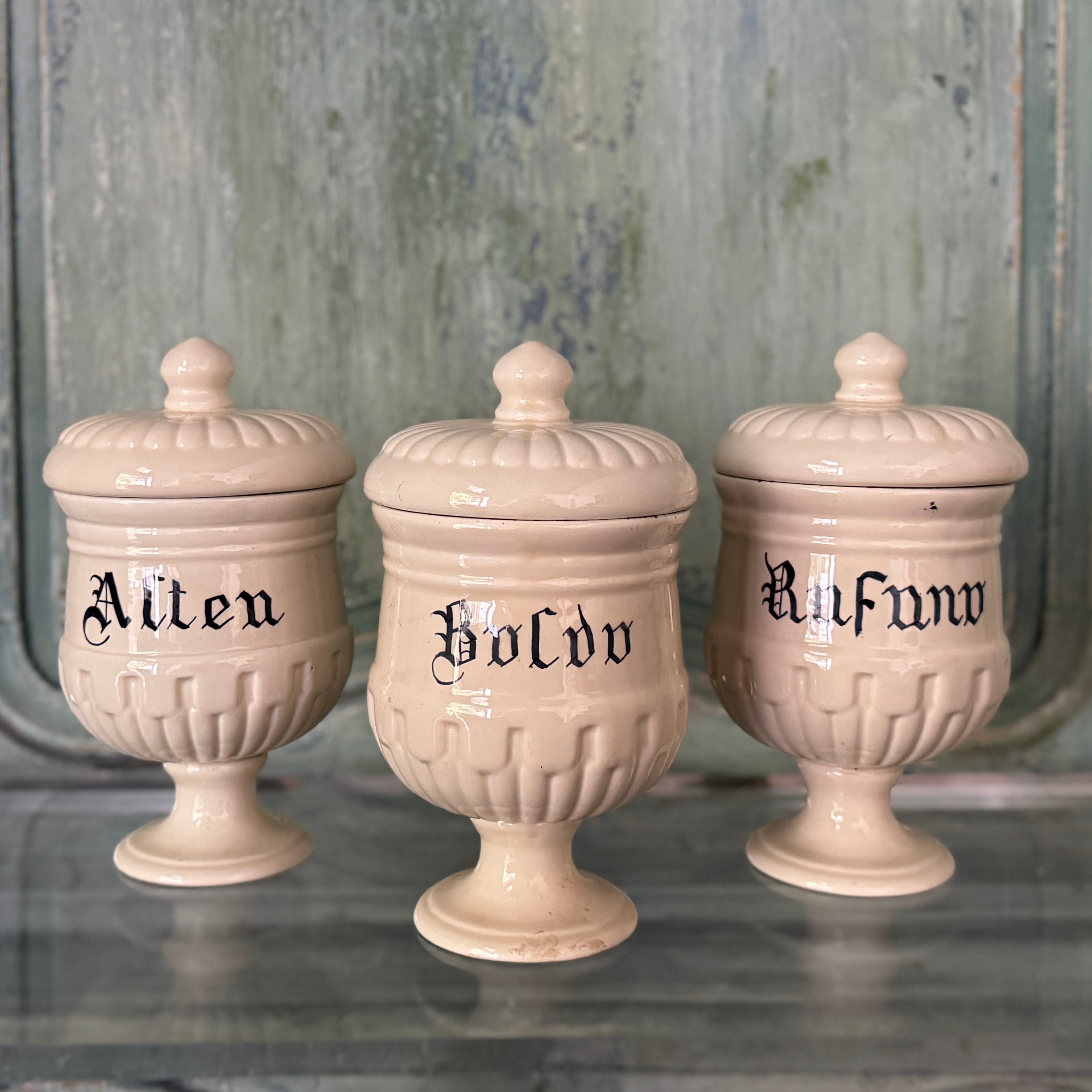 Pots d'apothicaire en céramique italienne vintage
