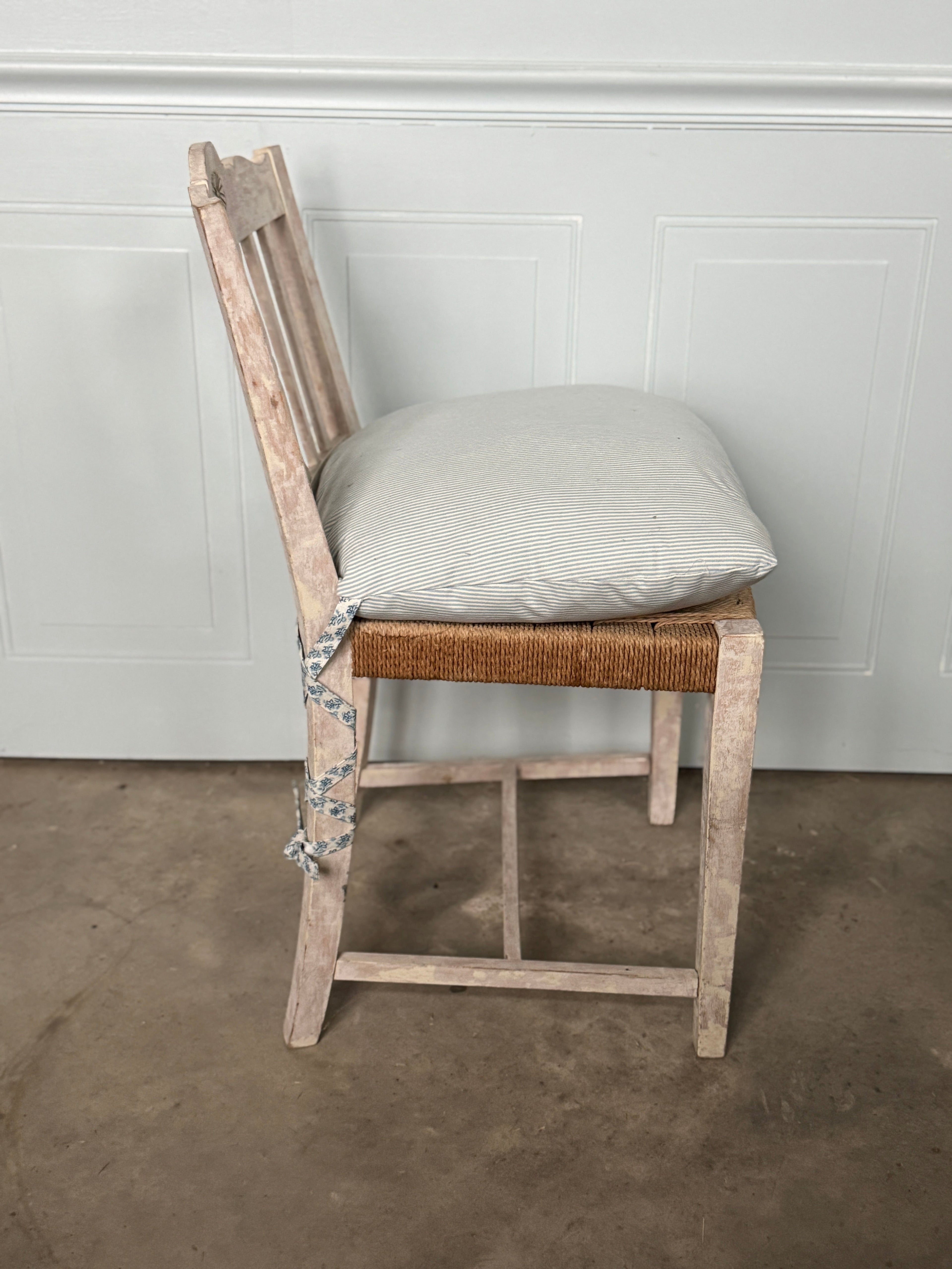 Chaises suédoises à assise en jonc, lot de 4, vintage, années 1950
