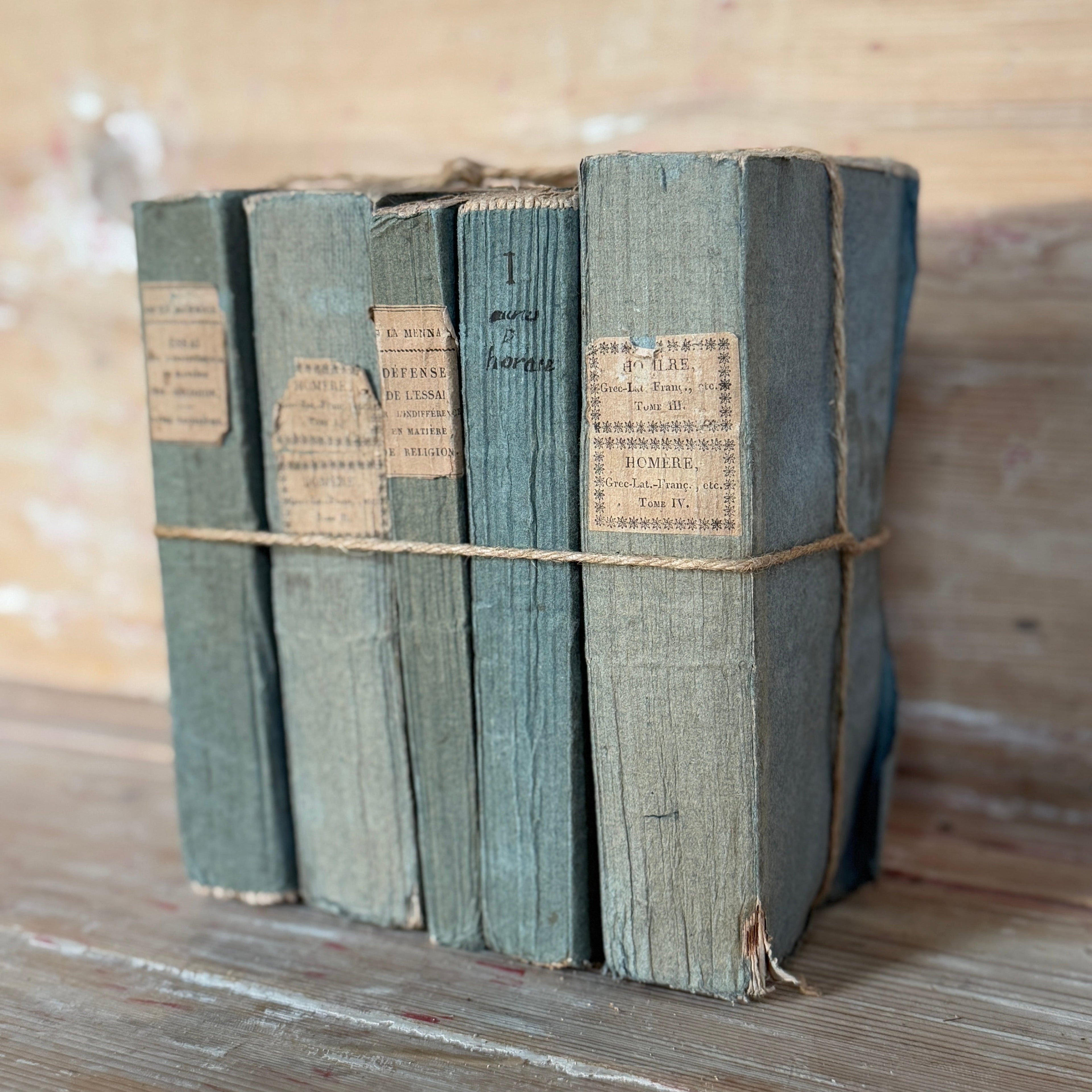 Ensemble de livres bleus panachés anciens