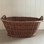 Panier à linge vintage en osier belge