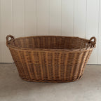 Panier à linge vintage en osier belge