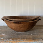 Bol à pâte en bois français antique avec poignées