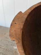 Bol à pâte en bois français antique avec poignées