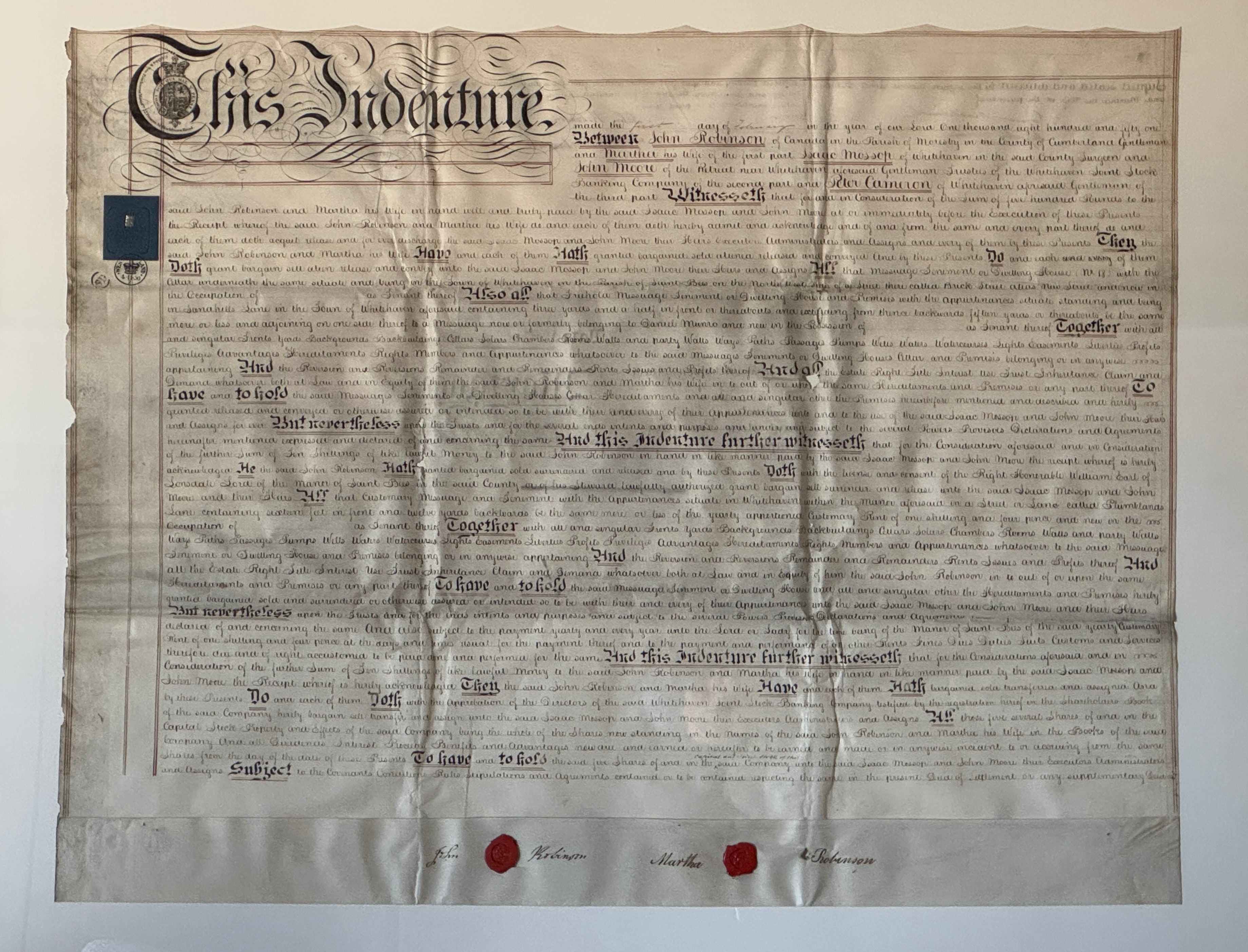 Papier d'acte encadré